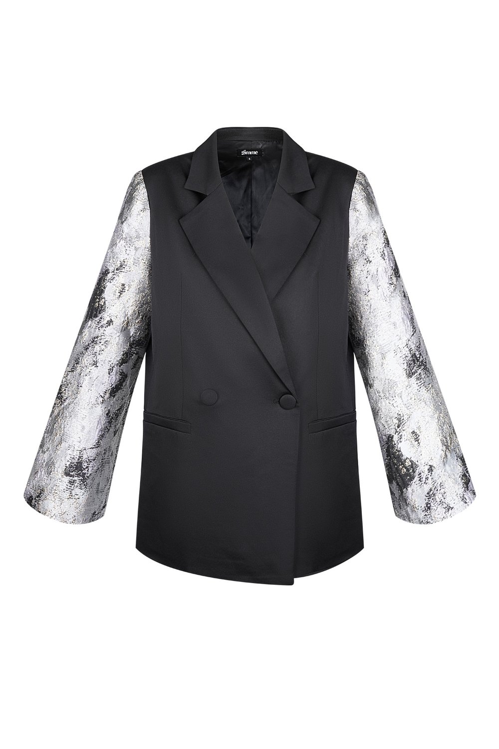 Black blazer with jacquard sleeves 