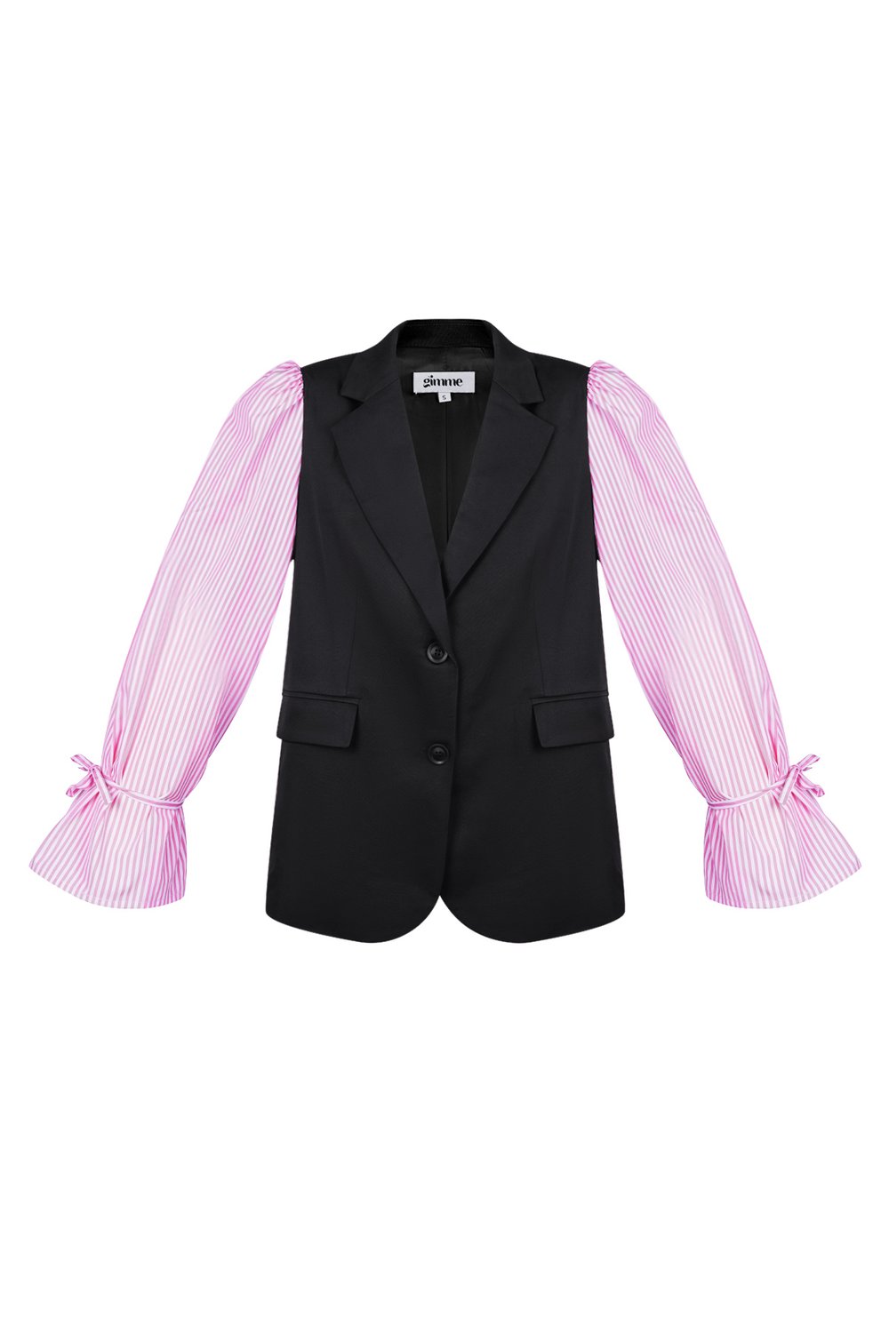 Blazer with striped blouse sleeves - black & blue