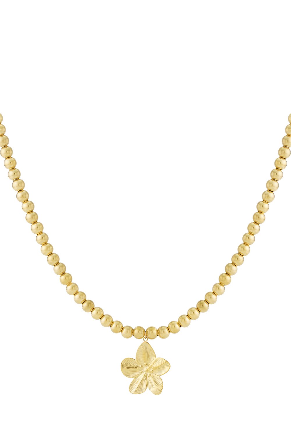 8mm hollow bead necklace with a flower 