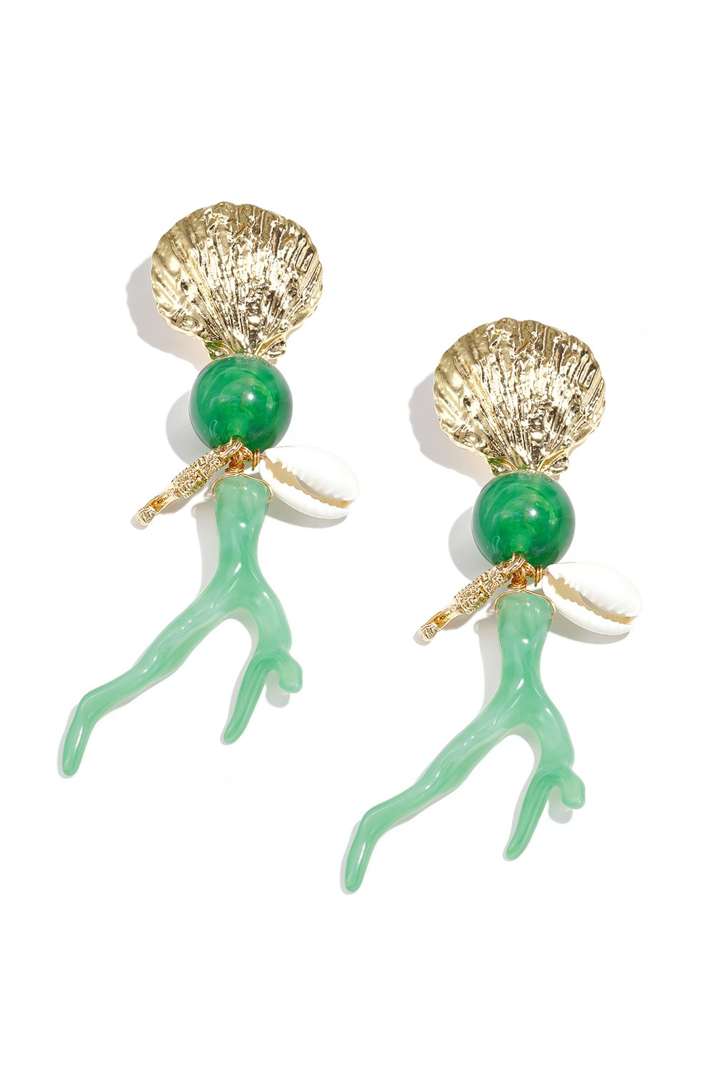 Ohrringe mit Korallen- und Meeresanhängern 