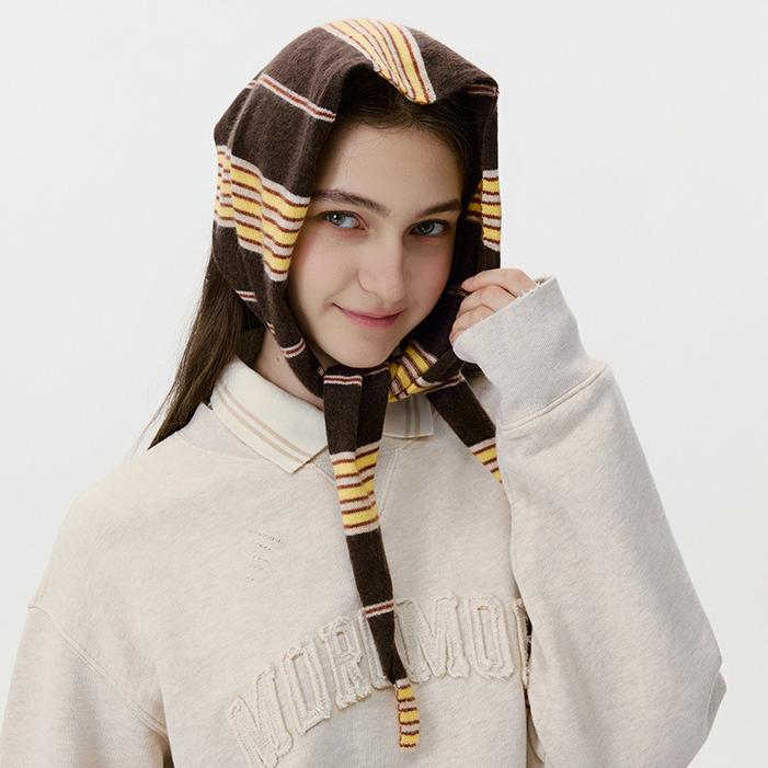 1 stuk retro gestreepte wollen dames driehoekige wintersjaals h5Afbeelding3