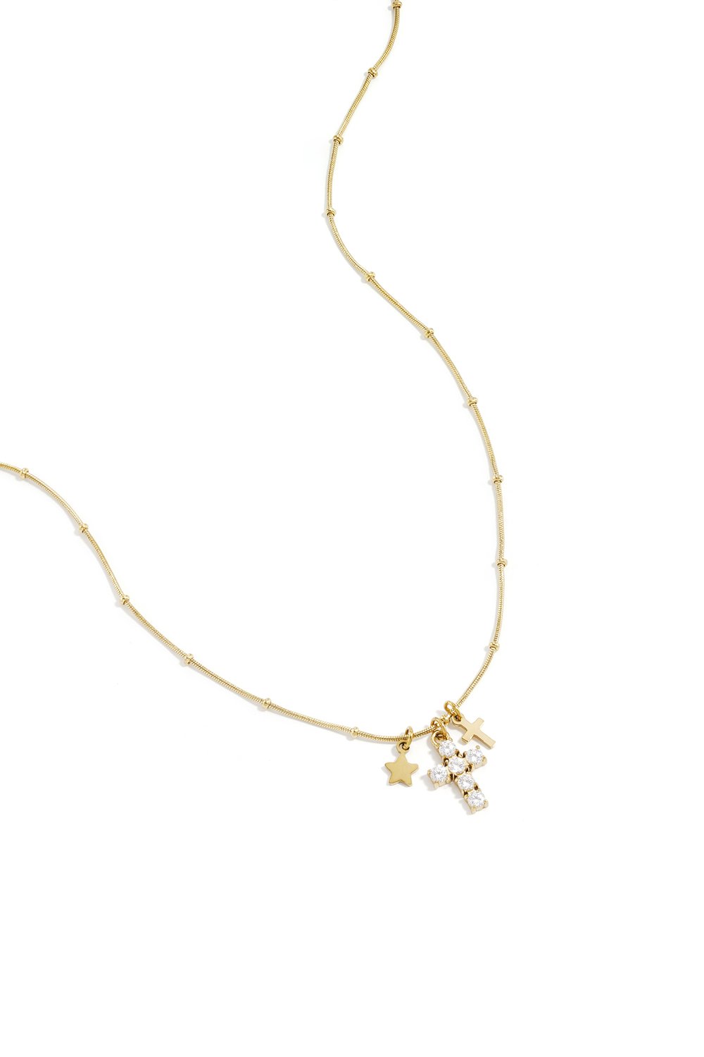 Necklace with cross and star charms 