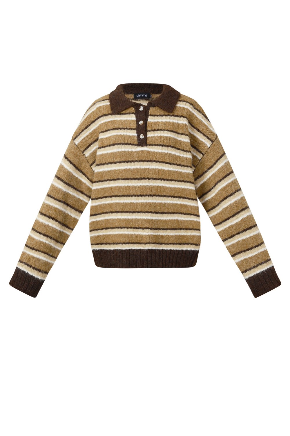 Knitted polo sweater with stripes 