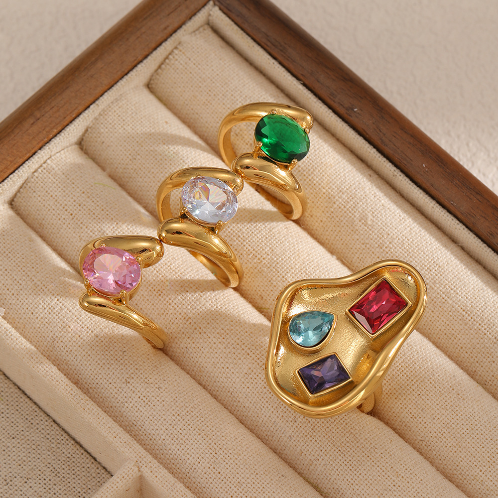 1 Piece Polychrome Series Geometric Women's Gemstone Rings Picture3