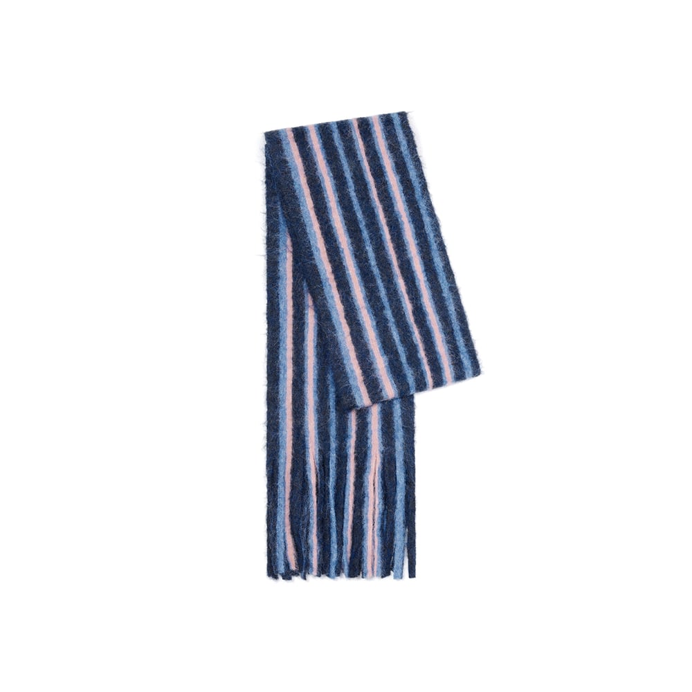 1 Piece Wool & Polyester Tassel Color-blocked Striated Winter Scarf h5Picture5