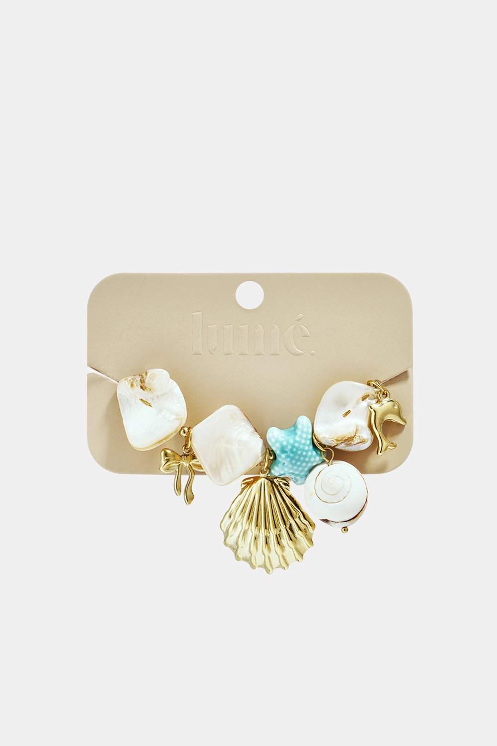 Bracelet with shells, sea charms, gold and blue beads h5Picture3