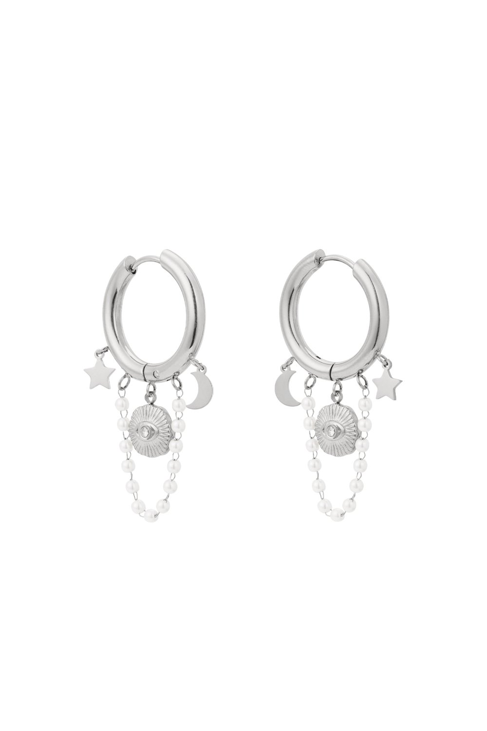 Pearl moon earrings