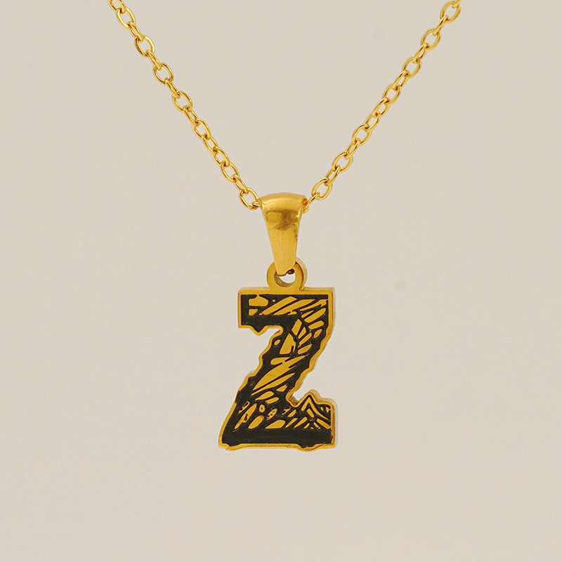 1 piece classic letter titanium steel  gold plated unisex pendant necklaces