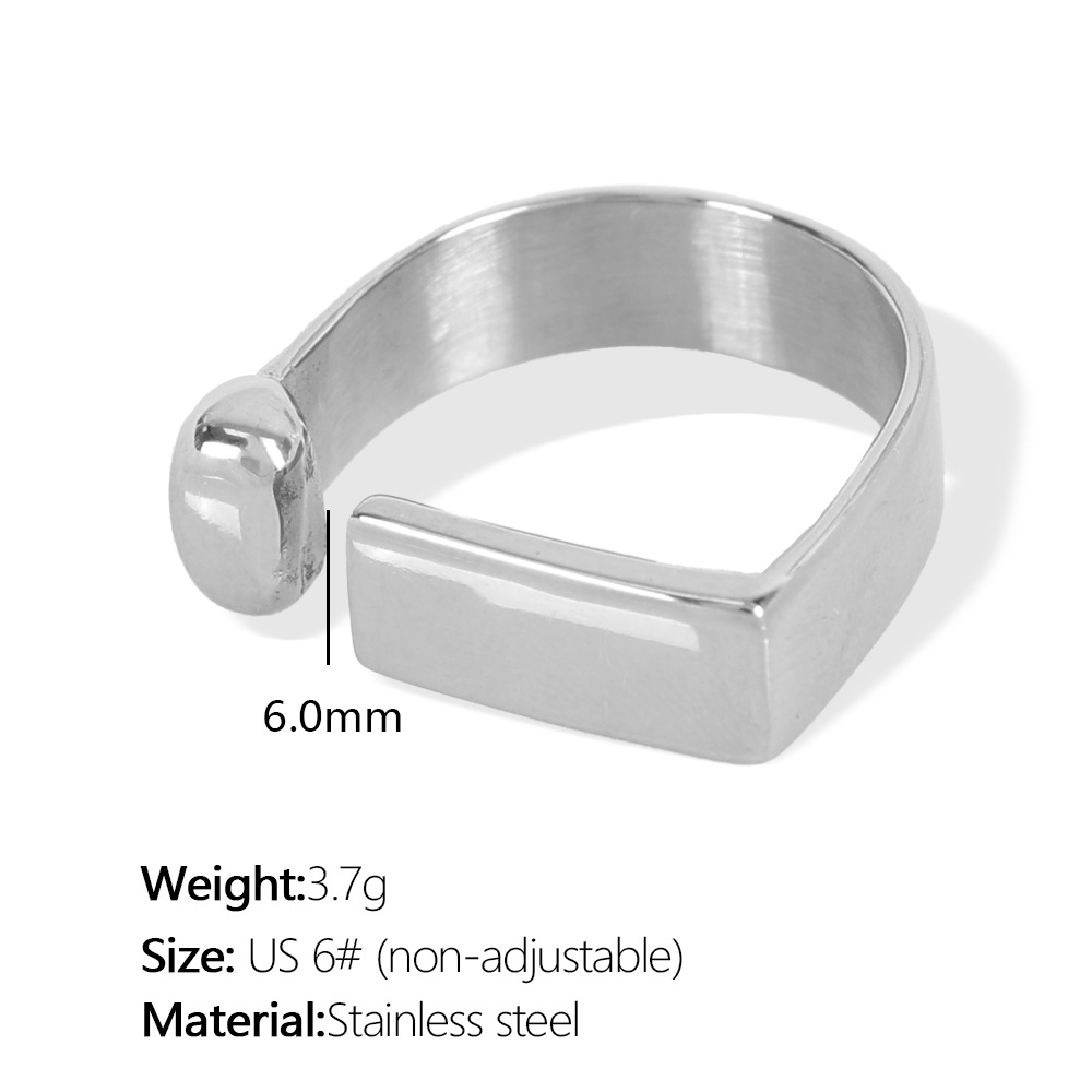 1 pair simple series simple geometric stainless steel  gold plated women adjustable rings