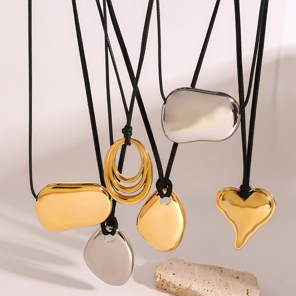 1 piece simple series daily geometric stainless steel  gold plated women pendant necklaces