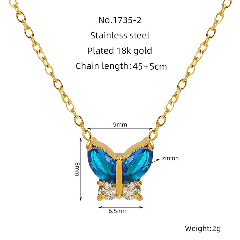 1 piece simple series simple bow knot titanium steel  gold plated zircon women pendant necklaces Picture2