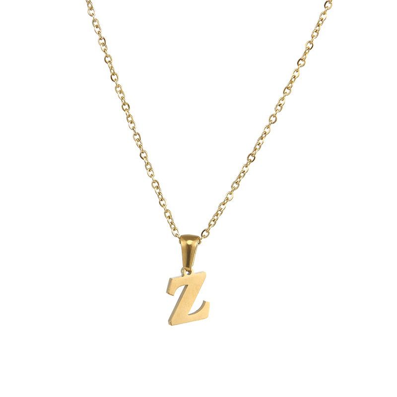 1 piece simple series simple letter stainless steel  gold plated women pendant necklaces