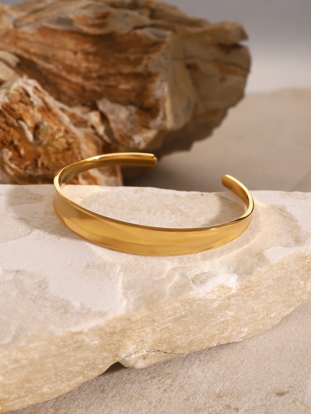 1 piece minimalist style solid color geometric stainless steel  gold plated women's bangles