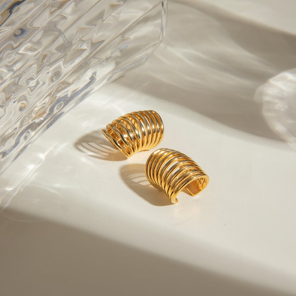 1 pair simple style geometric stainless steel  gold plated women's clip-on earrings