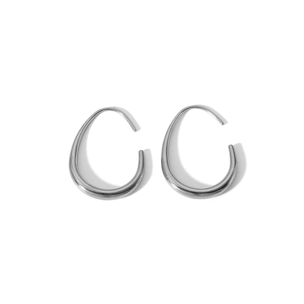 1 paio di orecchini a bottone da donna in acciaio inossidabile placcato oro 18K, classici e geometrici, serie semplice