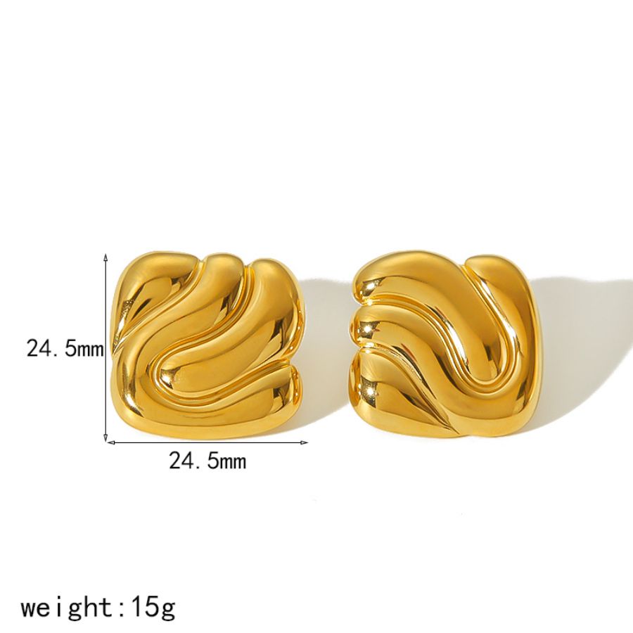 1 pair simple series geometric stainless steel  gold plated women stud earrings Picture2