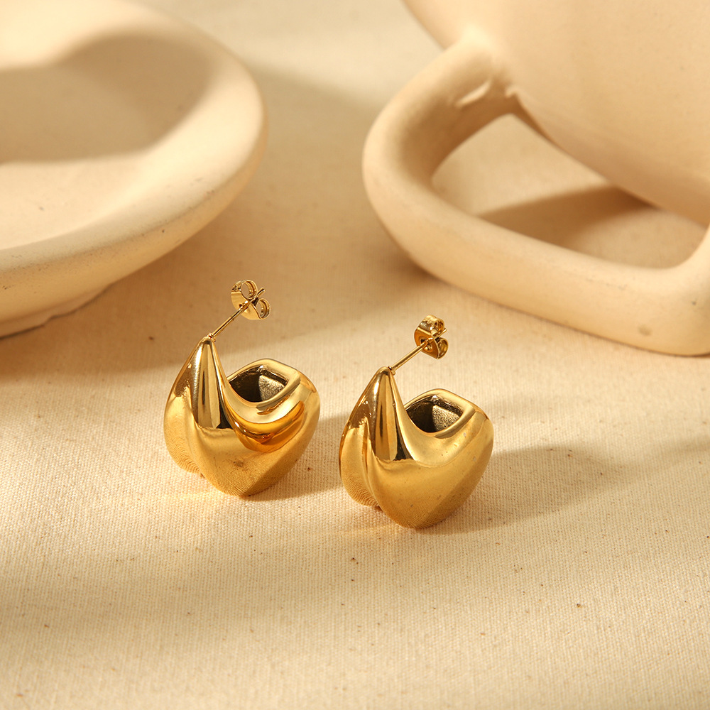 1 pair simple series  style ring  gold plated women stud earrings