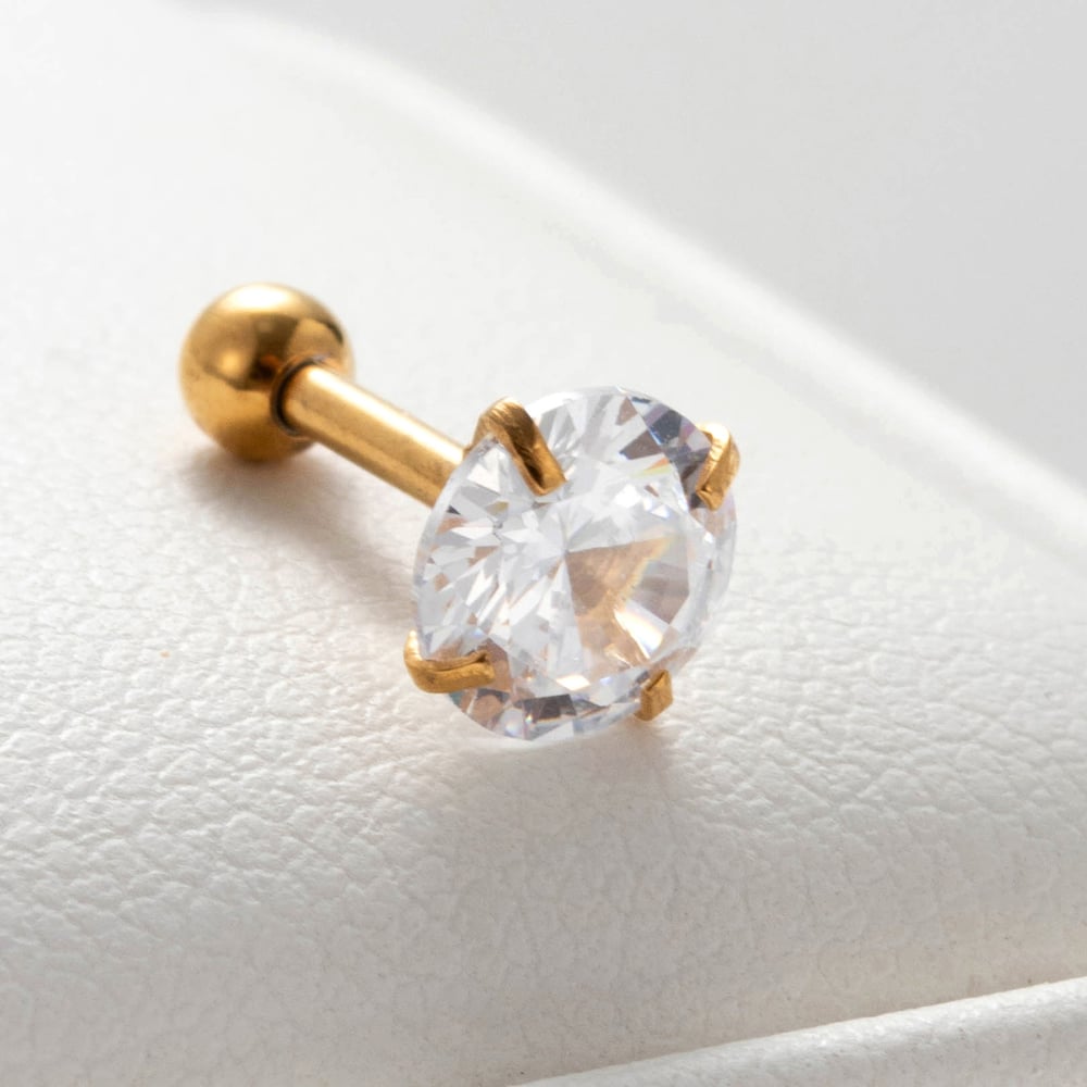 1 Piece Simple Series Simple Geometric Titanium Steel No Plating Material Zircon Women Stud Earrings