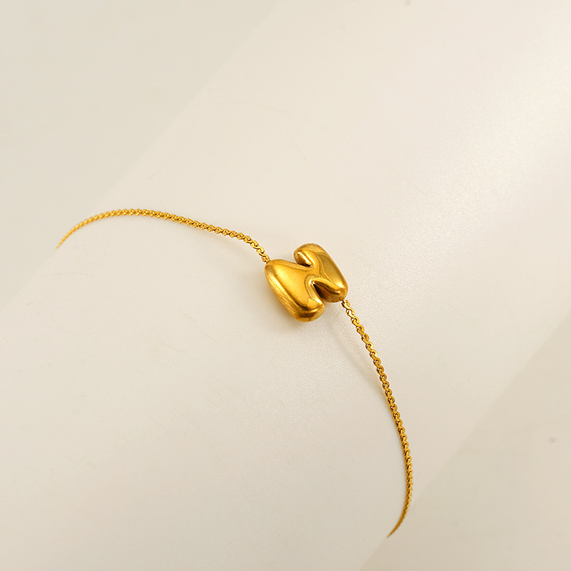 1 piece simple series daily letter stainless steel  gold plated unisex chain bracelets
