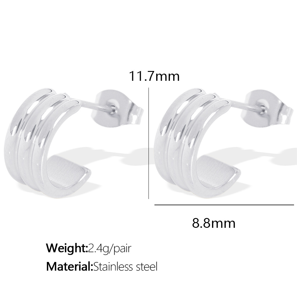 1 pair simple series classic geometric titanium steel  gold plated women hoop earrings