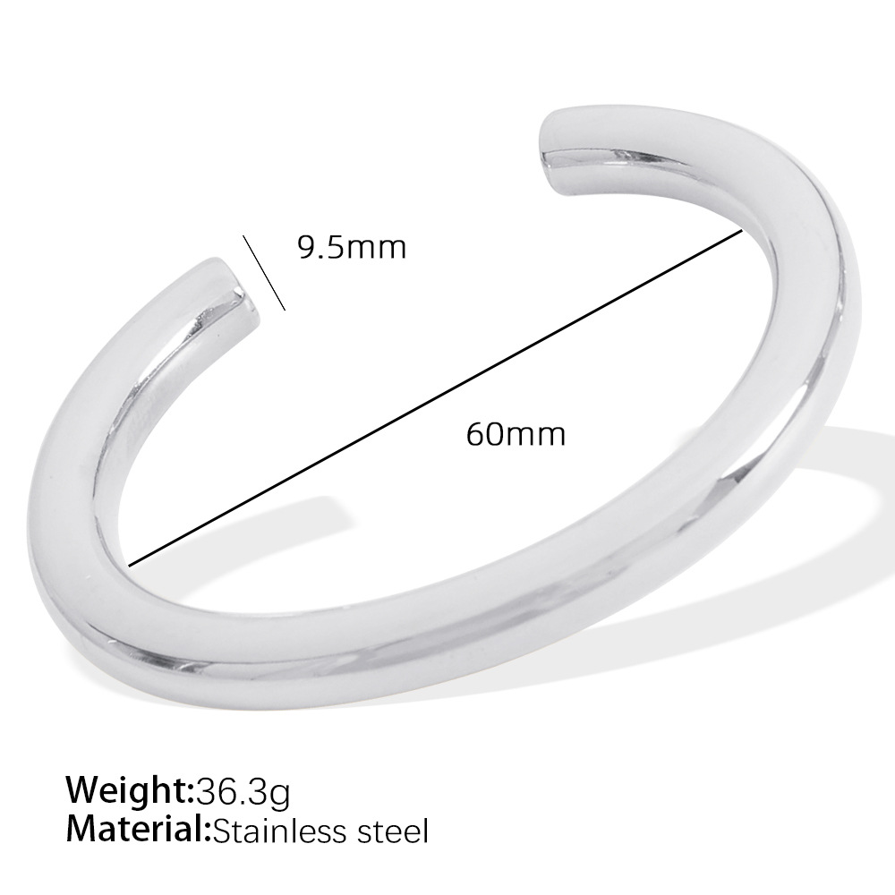 1 piece simple series classic solid color stainless steel  gold plated women bangles