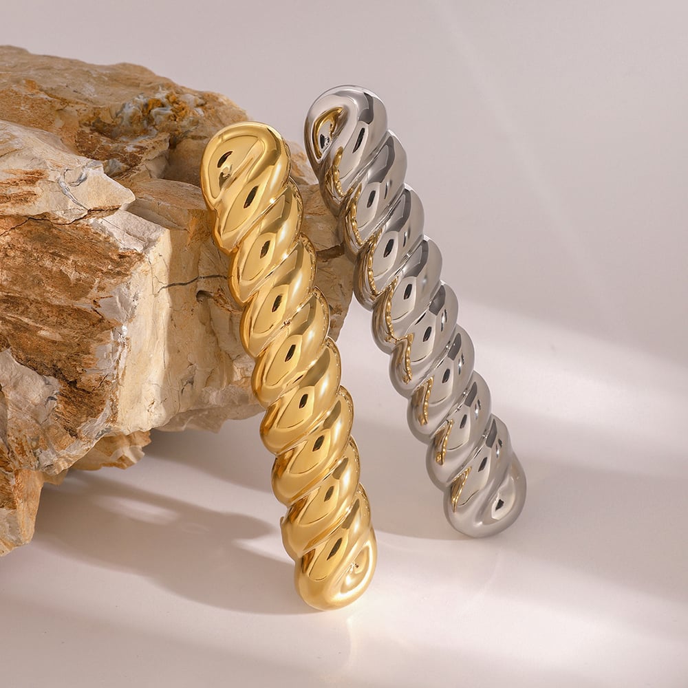 1 pair simple series classic geometric stainless steel  gold plated women hair clips