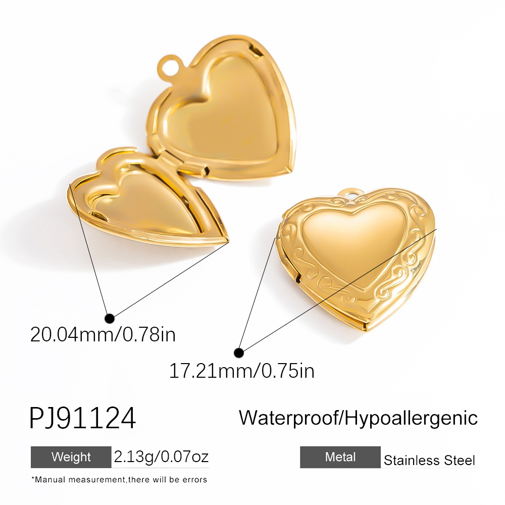 1 Piece Simple Series Retro Heart Stainless Steel   Gold Color  Women's Pendants