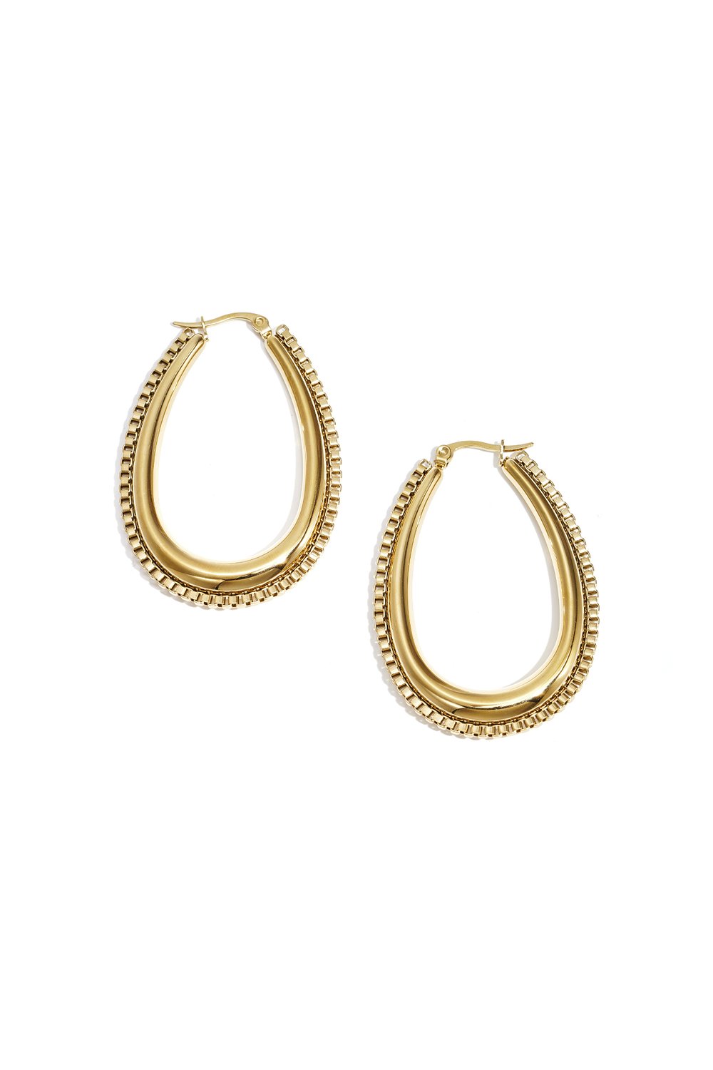 Tropfenförmiger Ohrring mit Gliedern – Goldfarbe - Goldfarbefarbe 