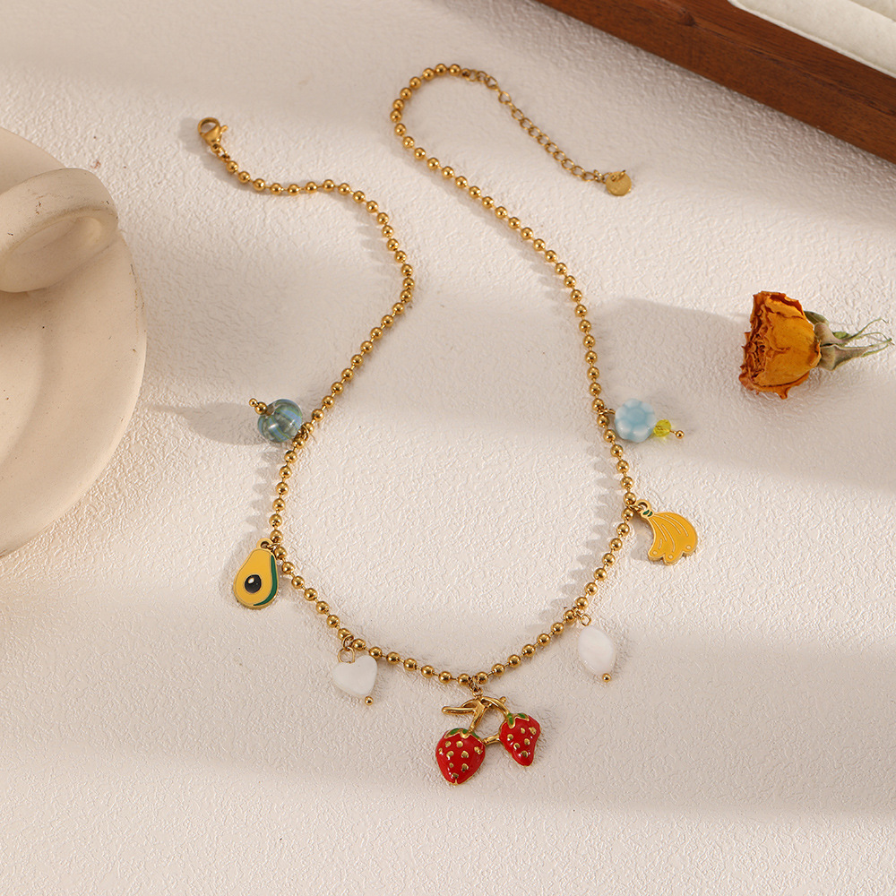 1 Piece Sweet Fruit Stainless Steel Women's Pendant Necklaces h5Picture3