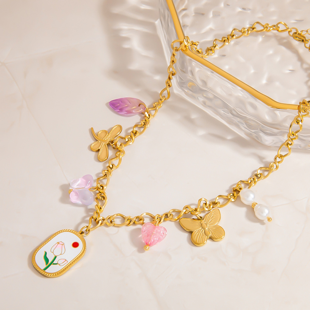 Cute Fruit Stainless Steel Gold Color Pendant Necklaces h5Picture6