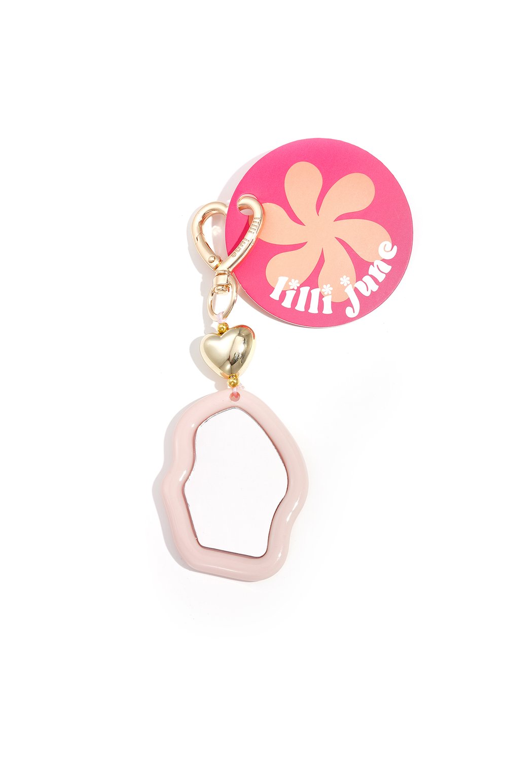 Cute Irregular Mirror Bag Charm with Heart Detail Picture4