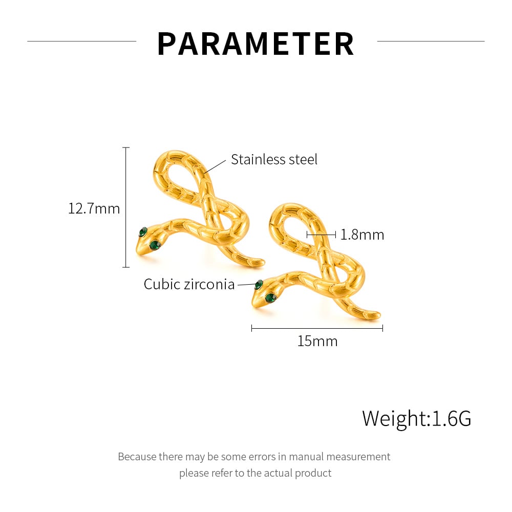 1 paio di orecchini da uomo in acciaio inossidabile a forma di serpente di design h5Immagine6