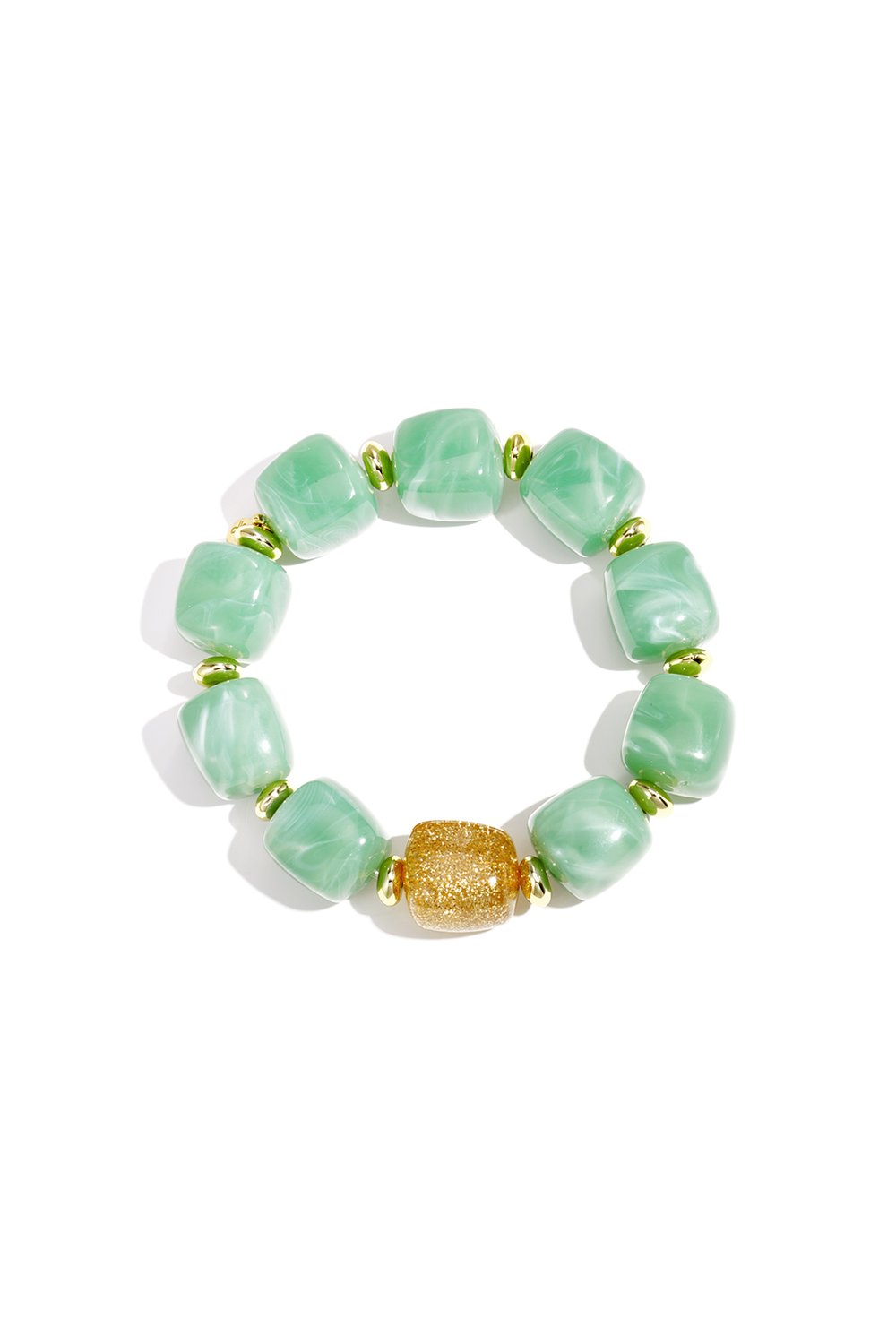 Beaded bracelet with statement glitter bead