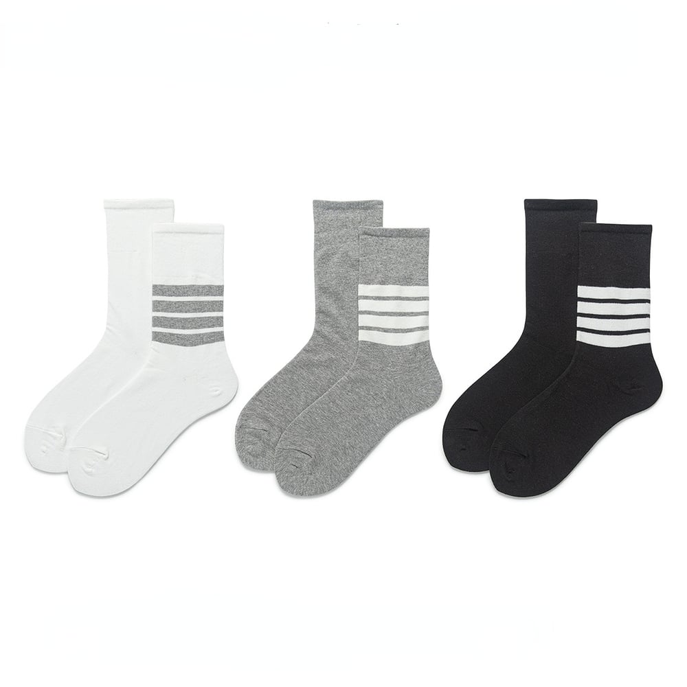 1 Paar sportliche, gestreifte Damen-Socken aus Baumwolle bis zur Mitte der Wade h5Bild3