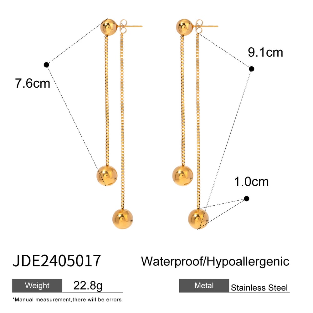 1 pair retro simple style tassel shape stainless steel  gold plated women's drop earrings h5Picture2