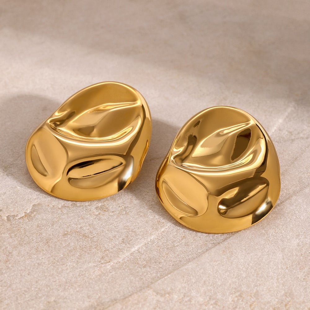 1 pair simple series simple solid color stainless steel  gold plated women stud earrings 