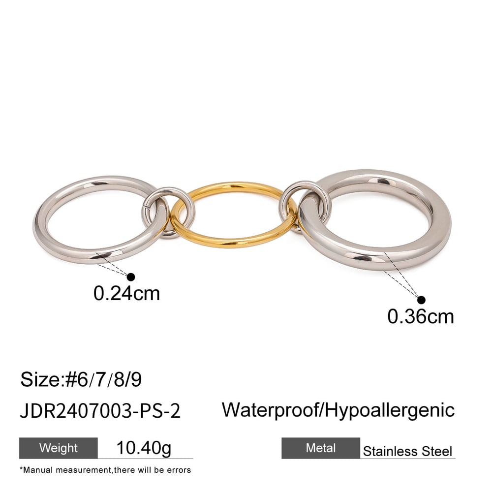 1 Piece Solid Color Stainless Steel Gold Color Women's Single Ring h5Picture2
