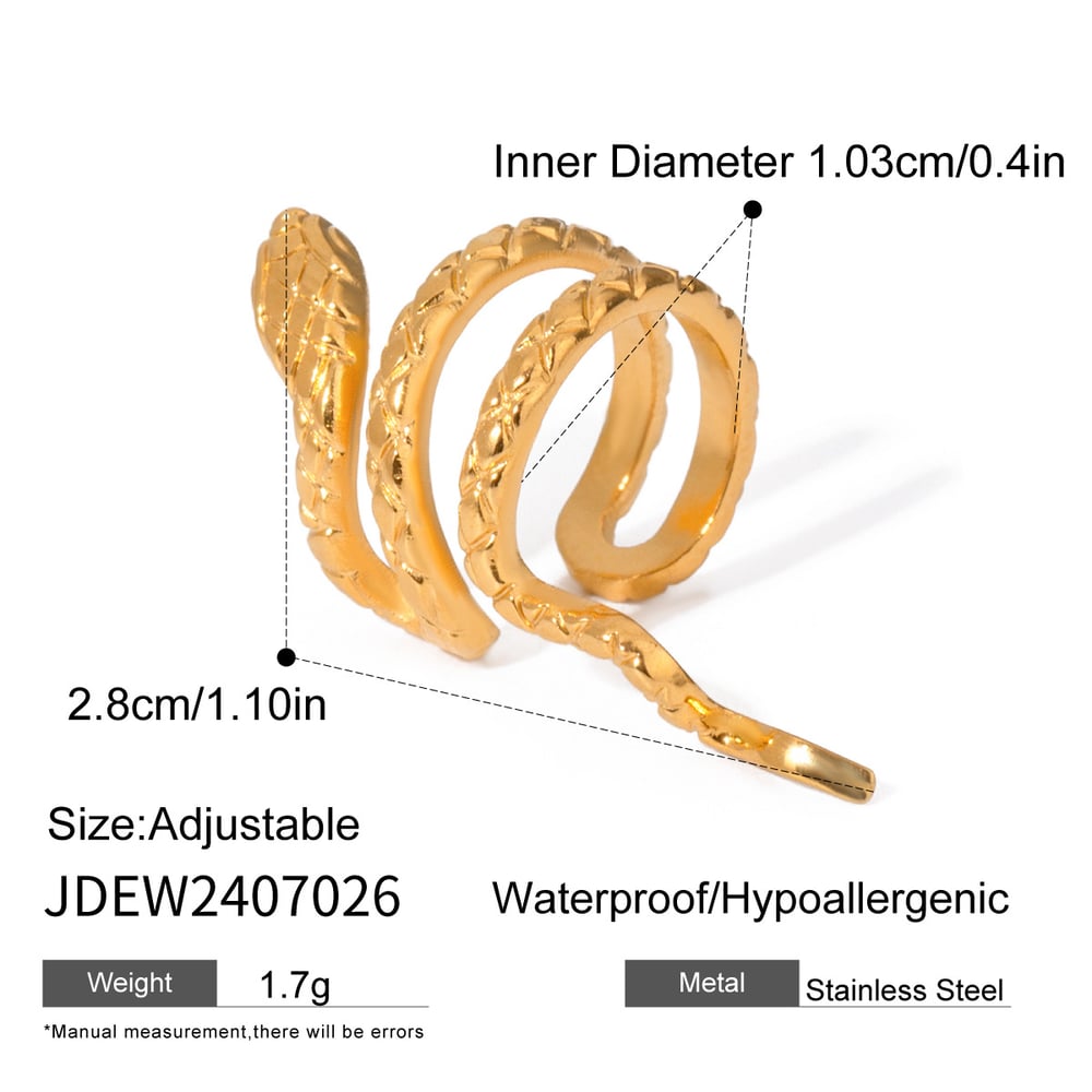 1 pair simple punk style animal shape stainless steel  gold plated women's adjustable rings h5Picture2