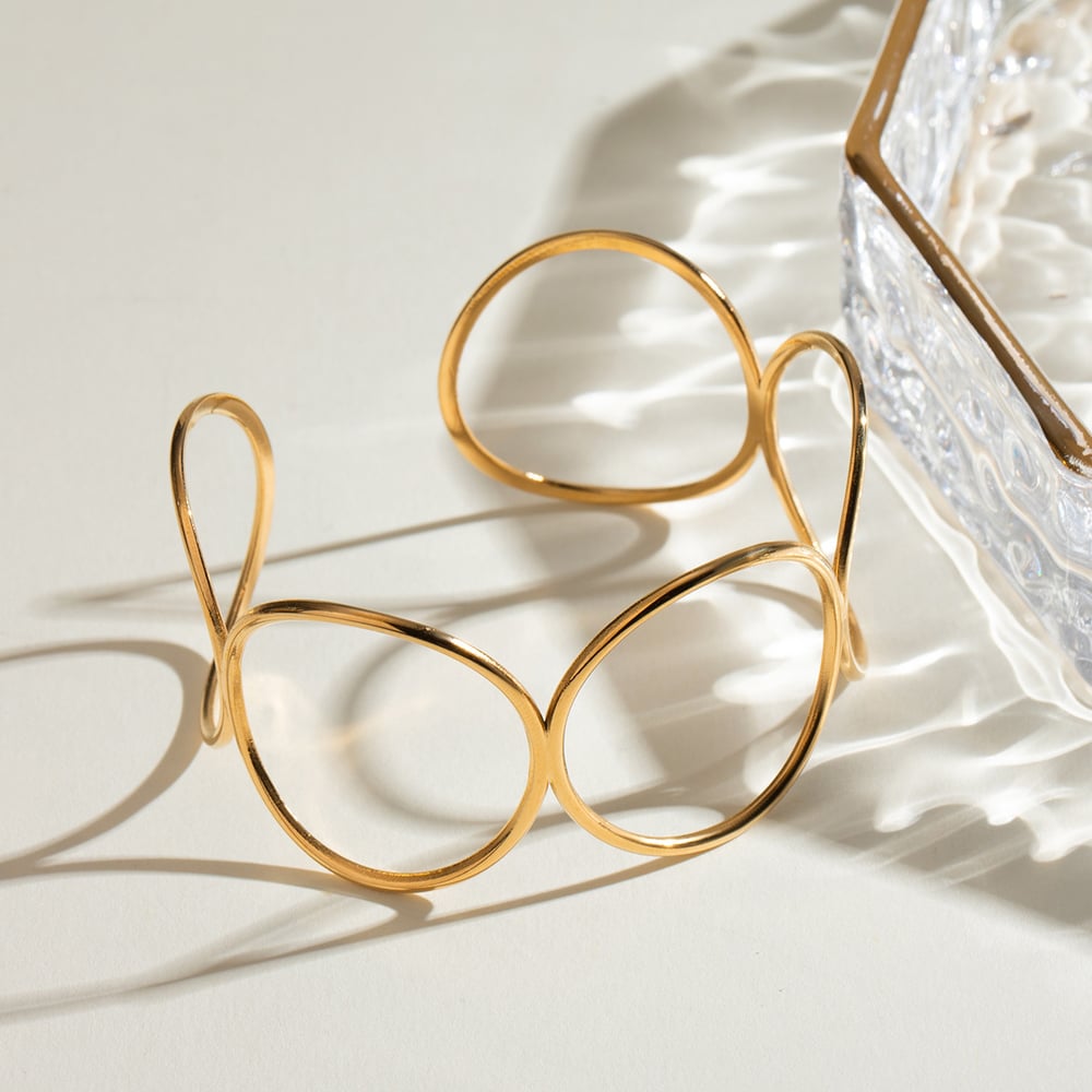 1 piece simple series simple geometric stainless steel  gold plated women bangles h5Picture2