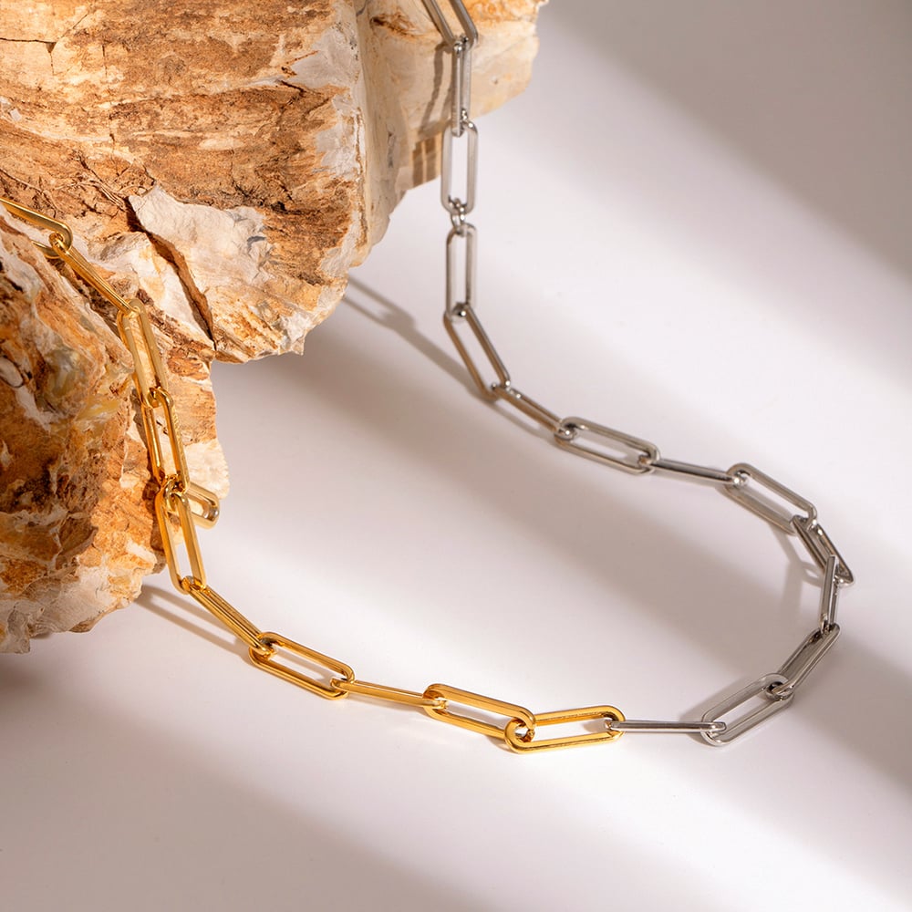 1 piece simple series simple geometric stainless steel  gold plated women chain necklaces