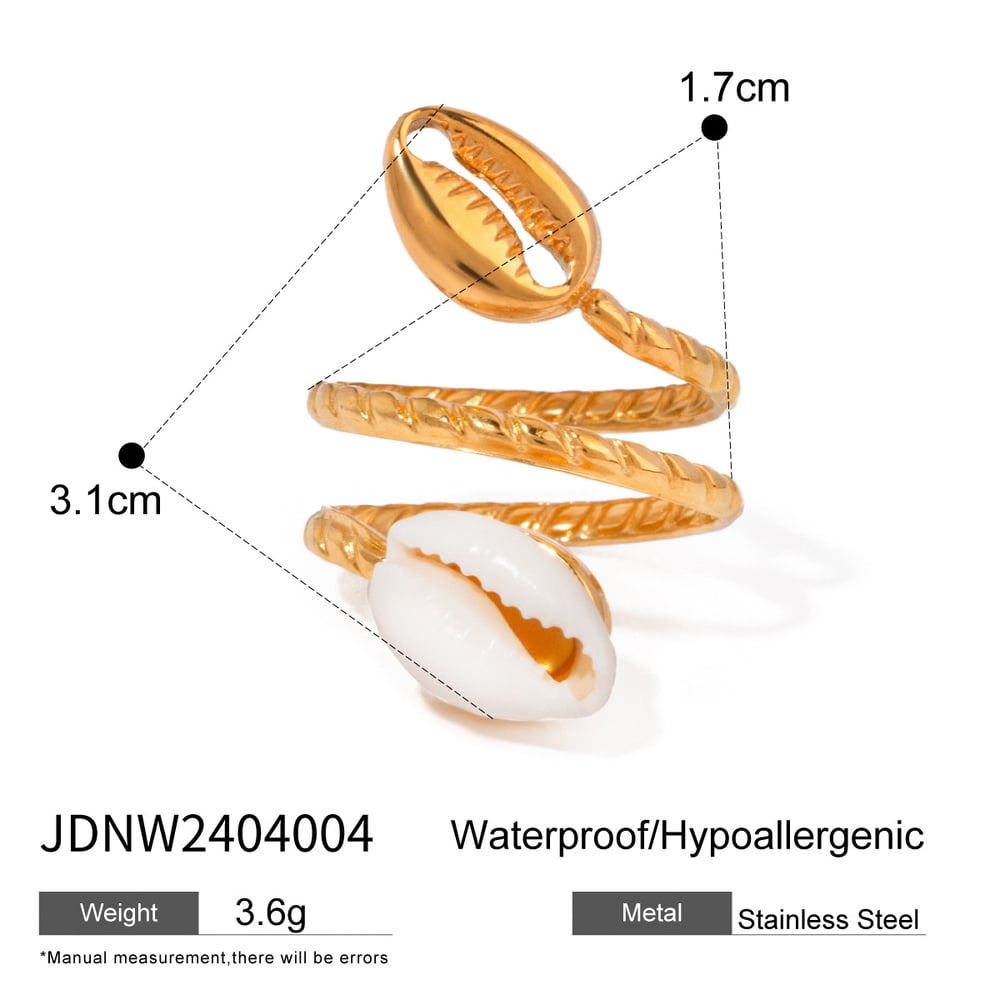 1 pair simple series vacation turtle stainless steel  gold plated shell women adjustable rings h5Picture2