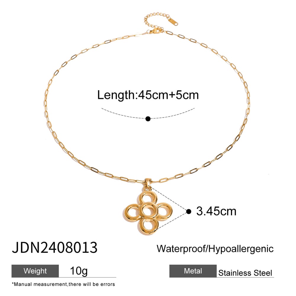 1 piece simple series retro flower stainless steel  gold plated women pendant necklaces Picture2
