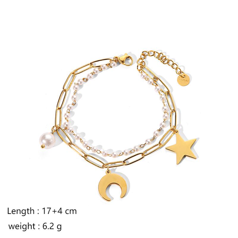 1 piece simple series sweet heart stainless steel  gold plated artificial pearl women charm bracelets Picture2