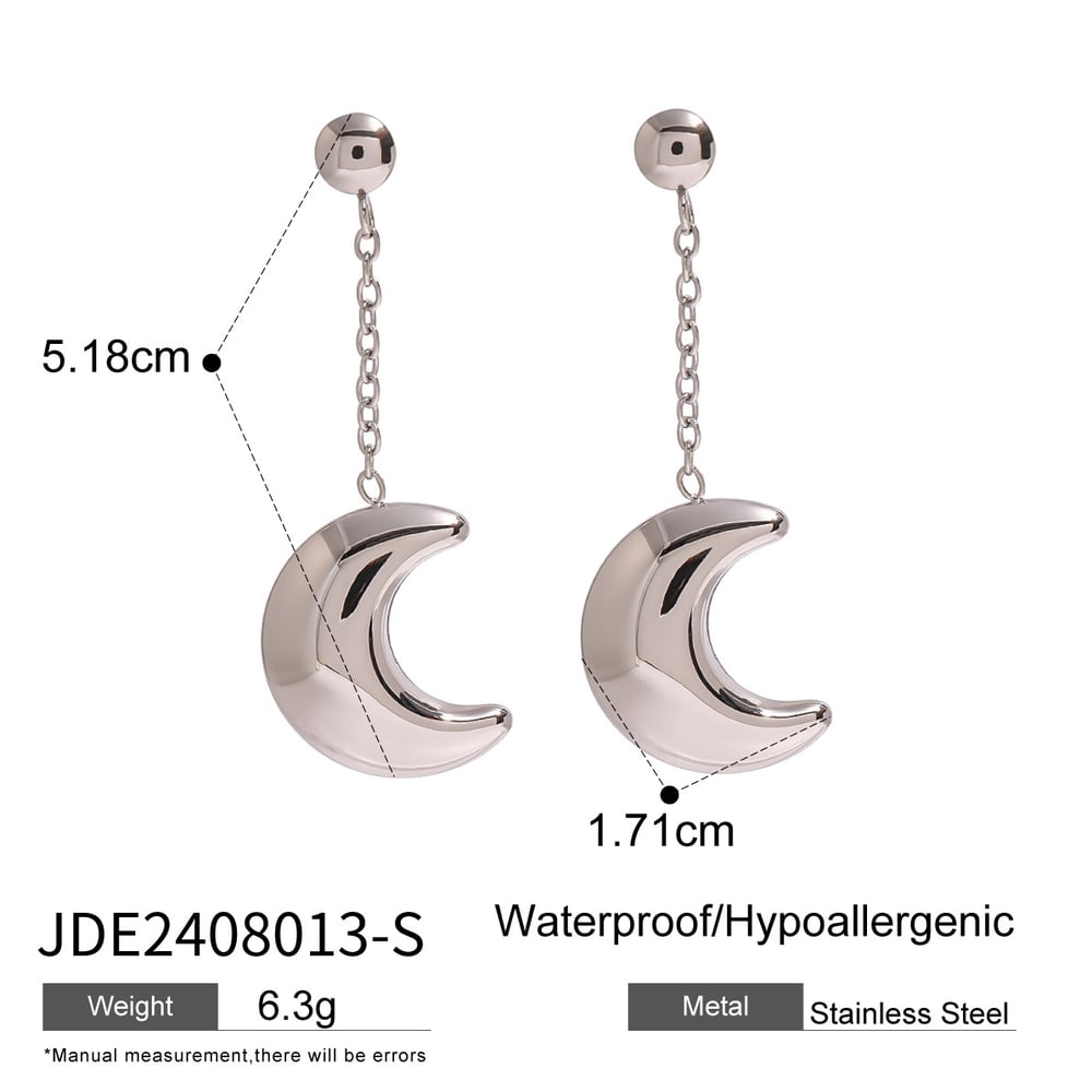 1 pair simple series simple sun/moon stainless steel  gold plated women drop earrings h5Picture2