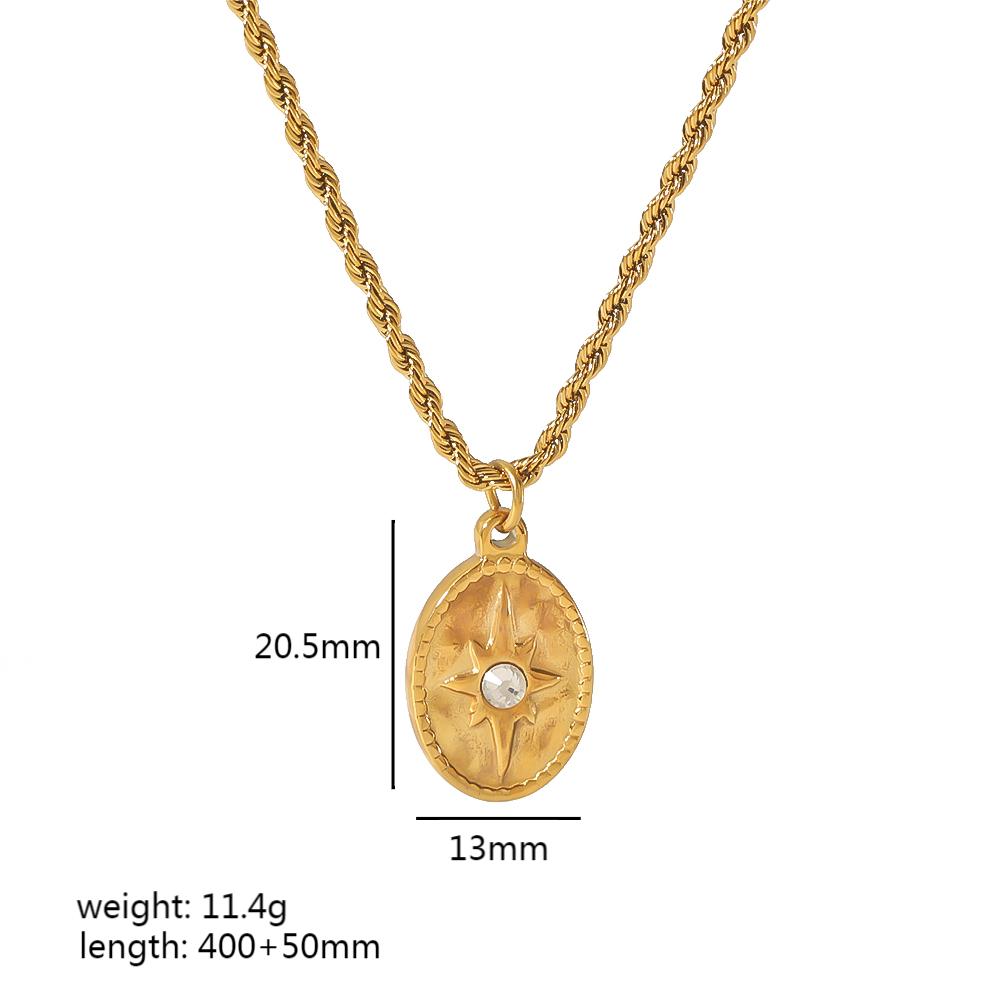 1 piece of fashionable  gold-plated stainless steel twisted chain star and moon pendant necklace for women for daily wear Picture2
