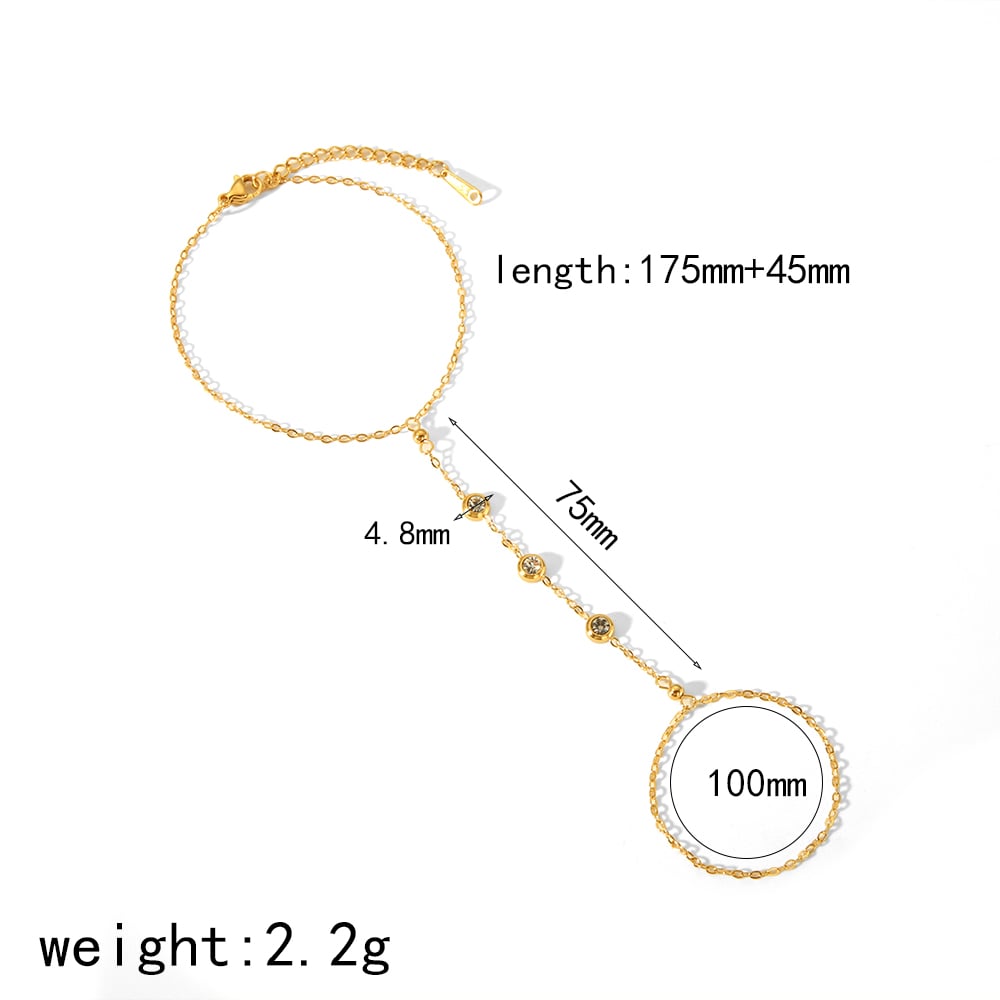 1 pair of stylish simple  gold-plated stainless steel zircon finger chain bracelets for women's jewelry for daily wear Picture2