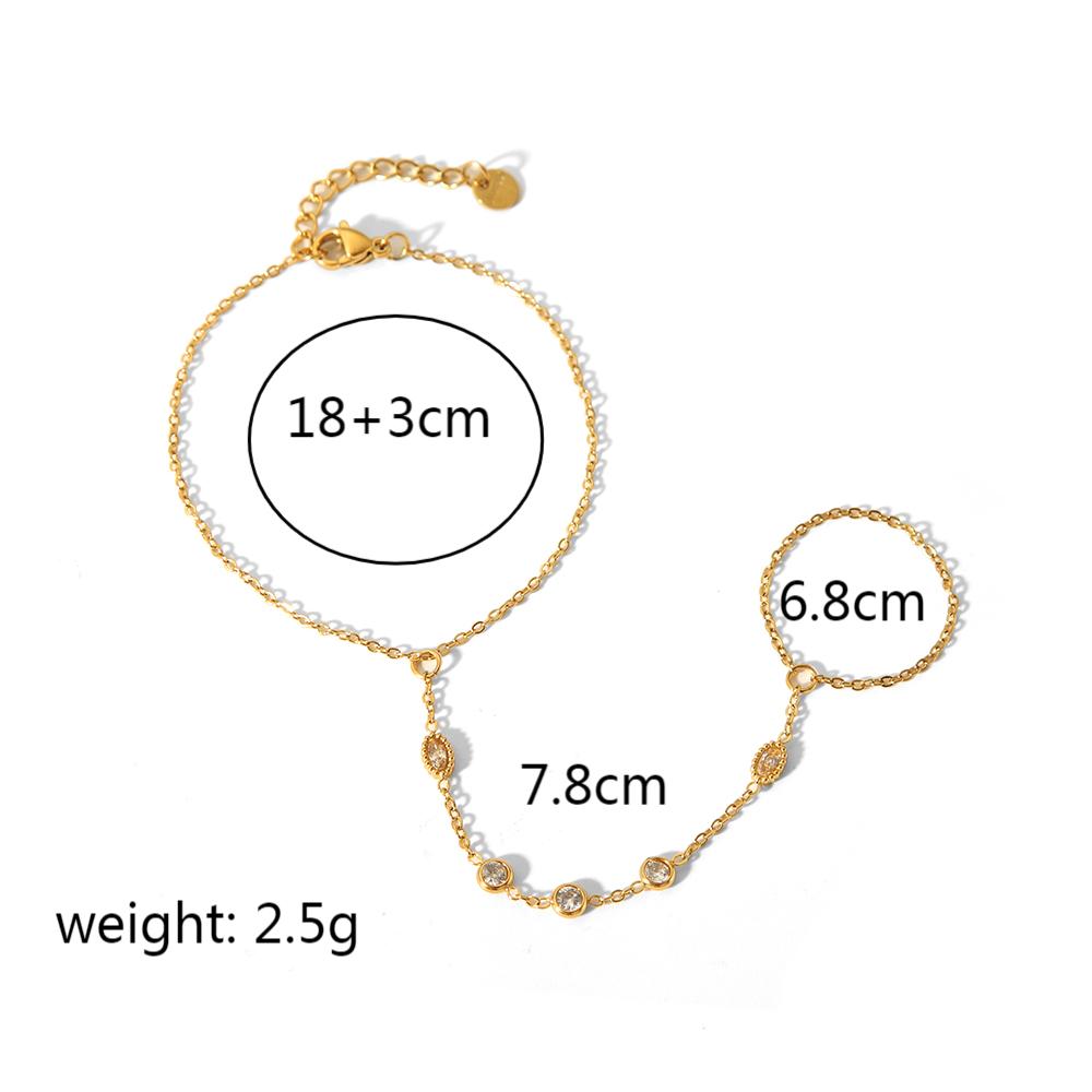 1 piece of simple and fashionable  gold-plated stainless steel zircon finger bracelet for women for daily wear Picture2