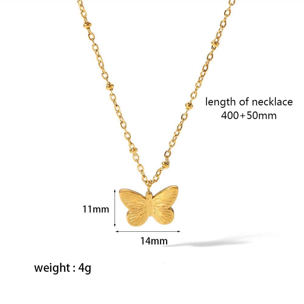 1 piece classic fashion  gold plated stainless steel geometric shell moon butterfly pendant necklace women's jewelry daily wear h5Picture2