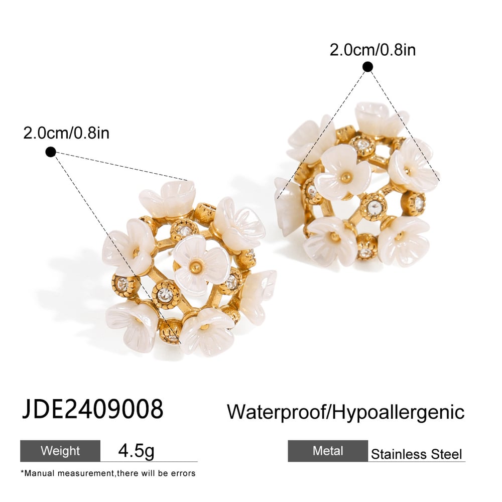 1 pair simple series sweet flower stainless steel  gold plated women stud earrings h5Picture2