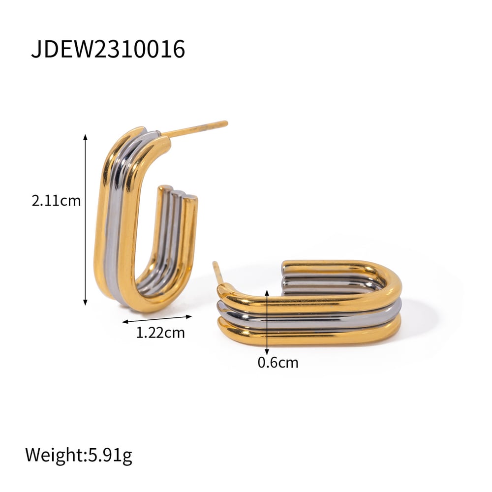 1 pair simple series casual geometric stainless steel  gold plated women hoop earrings h5Picture2